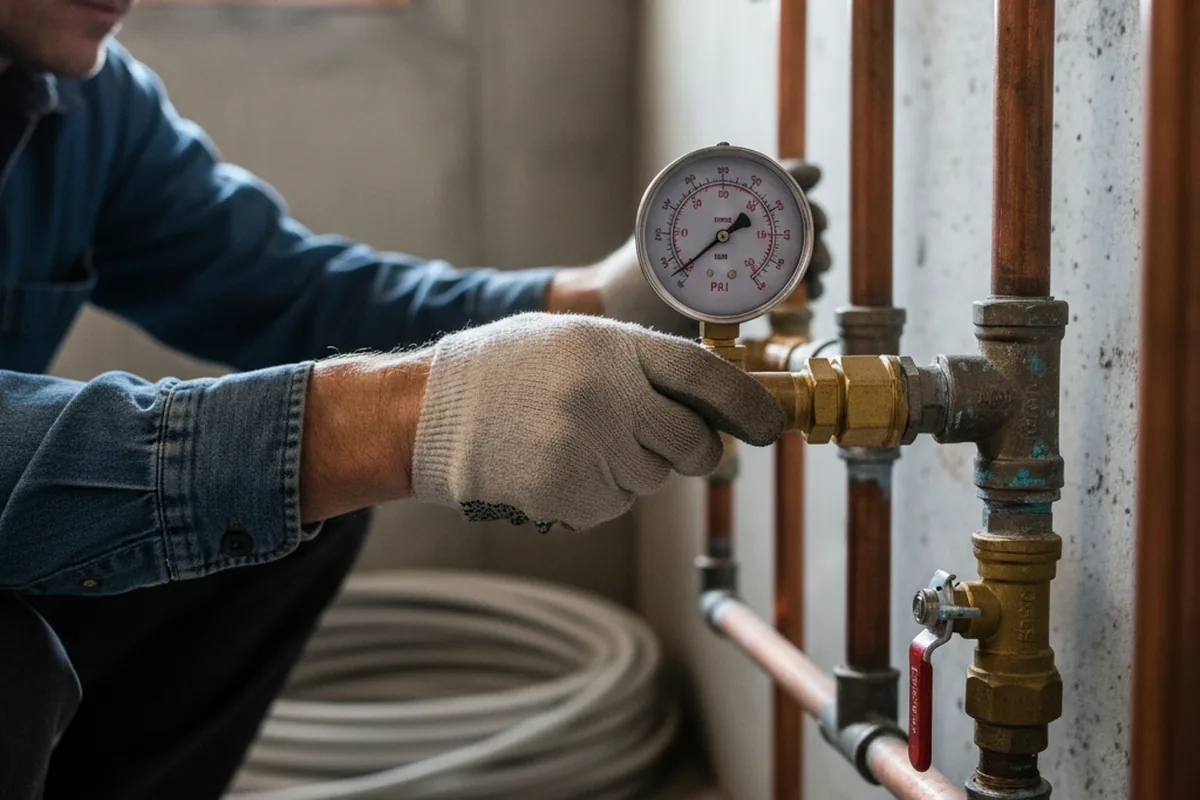 Pressure testing a repaired line during Water Line Repair in Bow